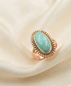 Large Oval Green Amazonite 18k Pure 925 Sterling <b>Silver</b> Rose Gold Plated Handmade Boho <b>Statement</b> Gemstone <b>Ring</b> - Product Image 4
