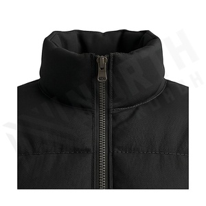 Hooded Quilted Waterproof <b>Bubble</b> Jacket Black Full Sleeve Winter Windproof Cotton Shell Knitted Fabric Polyester Filling Stand - Product Image 4
