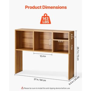 Organisateur de bureau en bois à 1 niveau, 37 po x 9,4 po x 28,7 po, étagère de rangement et de présentation, support de rangement de bureau et organisateur de tiroirs - Product Image 3