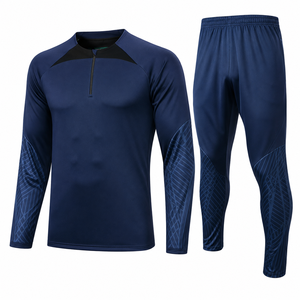 Custom Printed Football Training Tracksuit Set Quarter Zip Long Sleeve Top Pants <b>Soccer</b> Team Warm Apparel 100% Polyester Elastic - Product Image 1