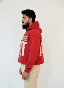 Nouveau Hoodie Court Personnalisé Vintage Délavé à l'Acide avec Broderie et Applique Effet Vieilli, Coupe Déchirée, Ourlet Brut, 100% Coton Sérigraphié - Product Image 3