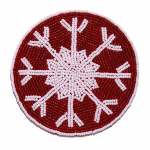 High Quality Handmade Snowflake <b>Glass</b> Beads Coaster Set 4 <b>Heat</b>-<b>Resistant</b> Round 10cm Coffee Tables Dining Parties Gifting - Product Image 1