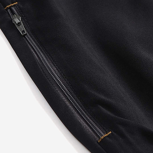 Survêtement noir respirant pour homme, fermeture éclair intégrale, col montant, style sportif, vêtement d'automne, coupe classique, matière polyester, poches latérales - Product Image 5