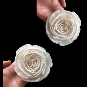 Rosas blancas antiguas. Flores de Madera de Sola de 8-8.5CM, Varilla de Fibra Vegetal de Sesbania, Aromaterapia Hecha a Mano - Product Image 4