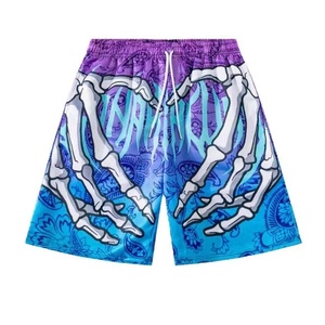 Pantalones Cortos Casuales de Verano para Hombre, de Alta Calidad, Secado Rápido, 100% Poliéster, con Estampado de Mano de Esqueleto - Product Image 1