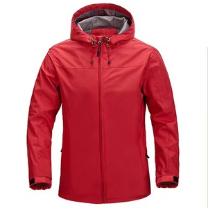 Chaqueta Impermeable Roja con Capucha para Hombre, Cierre de Cremallera, Exterior de Poliéster, Ropa Casual de Invierno, Corte Regular - Product Image 1