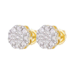 Élégantes boucles d'oreilles clous en argent sterling 925 plaqué or avec grappe de diamants de laboratoire, bijoux étincelants - Product Image 1