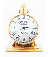 Jam Analog Kuningan Vintage Bergaya Nautikal dengan Dua Sisi untuk Dekorasi Meja Belajar atau Ruang Maritim di Rumah