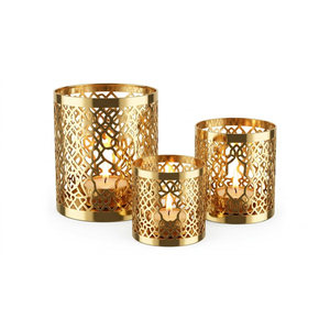 Support de bougie chauffe-plat en métal doré avec filigrane décoratif ajouré, idéal pour les centres de table de mariage et les événements festifs - Product Image 6
