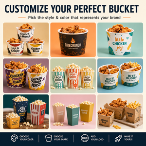 Caja de Palomitas de Maíz Desechable de Papel, Vaso para Snacks, Paquete Familiar Combinado, Suministros para Fiestas y Cine, Caja de Embalaje para Palomitas - Product Image 3