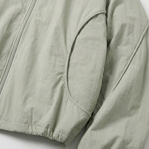 Minimal Sage Cropped Zip Jacket — <b>Light</b> Sage Packable <b>Shell</b> with Rounded Pocket Panels | Unisex OEM/ODM Private Label - Product Image 4