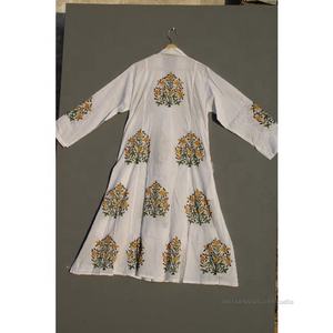 Vestido túnica de manga larga con cuello en V para mujer, estampado de bloque indio, vestido de verano, regalo para ella - Product Image 3