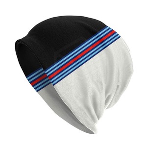 Unisex Acrylic Beanie Hat With Striped Design Black White Blue Red Casual <b>Winter</b> <b>Cap</b> For Adults 56-58CM - Product Image 2