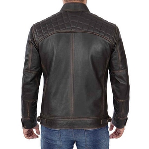 <b>Slim</b> <b>Fit</b> Genuine Leather Winter <b>Jacket</b> Men Custom Logo Stand Collar High Quality Cheap Price Street wear Biker Style <b>Jacket</b> - Product Image 3