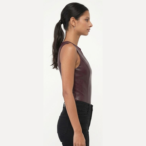 High Demanded Faux <b>Leather</b> Sleeveless <b>Bodysuits</b> for Women Light Weight Comfortable OEM Service TWILL SPORTS Training Club - Product Image 3