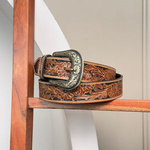 2025 Trending Floral Designer Cinturón de cuero mecanizado a mano para hombres y mujeres Personalización Cinturones de cuero genuino de vaca ajustables - Product Image 5