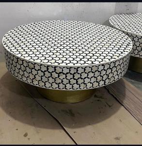 Mesa con Incrustaciones de Hueso de ILAHI, Diseño Moderno con Detalles de Ágata, Almacenamiento Portátil, Muebles para el Hogar - Product Image 3