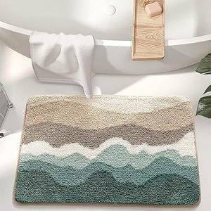 Tapis de toilette absorbant antidérapant en polyester durable, motif vague moderne minimaliste tufté et floqué, personnalisé pour la maison et la salle de bain - Product Image 6