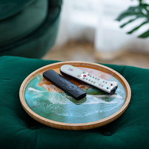 Wholesale Handmade Eco-Friendly Durable Wooden <b>Epoxy</b> Resin Luxury Oval Polished Serving Trays for Hotels Restaurants <b>Coffee</b> - Product Image 1