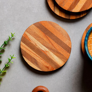 Handmade Wooden Drink Coaster Set Natural Wood Tea Coffee <b>Cup</b> <b>Mat</b> for Home Kitchen Restaurant Table Decor - Product Image 2