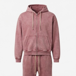 New Stylish Men's Winter Hooded Acid Wash <b>Tracksuit</b> Cotton OEM Service Direct Manufacturer Gym Workout Customized Color - Product Image 1