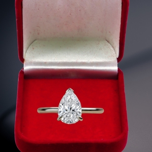 Bague en or blanc 14 carats avec diamant de laboratoire certifié IGI, taille poire 2 carats, couleur F, pureté VS1, de luxe, pour femme, pour fiançailles, fabrication artisanale de qualité supérieure - Product Image 4