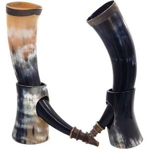 Cuerno Vikingo para Beber de Cuerno de Búfalo, Hecho a Mano, de Latón Natural Pulido, Jarra de Cerveza/Mead con Borde Dorado, en Forma de Campana, Estilo Vintage, Venta al por Mayor para Exportación - Product Image 3