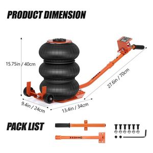 Gato neumático de triple bolsa de 3 toneladas/6600 lb, elevación rápida de 15.75 pulgadas, 3 5S para coches - Product Image 4