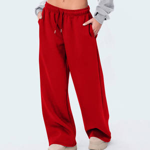 <b>Women's</b> Wide Leg Fleece Sweatpants Mid Waist Drawstring Solid Color Casual Loose Fit Full Length Winter Breathable Quick Dry - Product Image 6