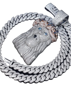 Collar con Colgante de Moissanita Redonda con Engaste de Garra, Chapado en Oro, Estilo Hip Hop, VVS, para Fiestas, Venta Caliente - Product Image 1