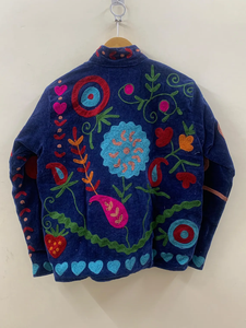 Chaqueta bordada de tela azul Suzani TNT para mujer, chaqueta de invierno, regalo de dama de honor, ropa de mujer bordada a mano - Product Image 2