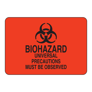 Panneau de signalisation Brady Biohazard Precautions - Panneau de signalisation imprimé UV pour la sécurité des laboratoires et des hôpitaux - Product Image 1