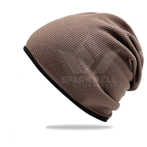 Bonnet en tricot gris unisexe avec bordure noire, couleur unie, bonnet d'hiver décontracté, 100% acrylique, taille adulte 56-58CM - Product Image 6