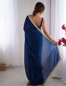 Sari de organza para mujer KV con blusa sin coser - Product Image 3