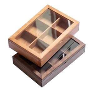 Handcrafted 9-Compartment <b>Square</b> Wooden <b>Table</b> Top Masala Dabba Spice Containers with Spoon Dishwasher Safe <b>Kitchen</b> Box - Product Image 6