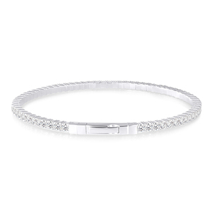 3.8 CT Lab Grown Diamond Flexible <b>Bangle</b> IGI Certified Full Diamond <b>Bangle</b> <b>Bracelet</b> 10KT White Gold Rhodium Plated Luxury Bridal - Product Image 2
