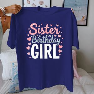 Sister of the Birthday Girl Camiseta de algodón puro para mujer ajuste cómodo - Product Image 2