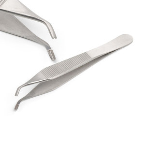 Medical Uses Customized Logo Stainless Steel Surgical Adson-Brown Tissue and Grasping Forceps 12 cm / 4.7", curved, 7x7 <b>Teeth</b> - Product Image 1