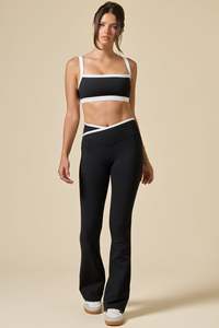 Leggings évasés taille haute pour femmes, pantalon de yoga long, couleur unie, extensible dans quatre directions, taille élastique, design sans couture - Product Image 6