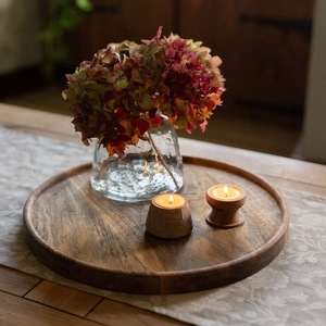 Porte-bougies modernes en bois faits à la main, support pour bougies chauffe-plat en bois naturel, centre de table minimaliste, décoration intérieure, Noël, religieux - Product Image 4