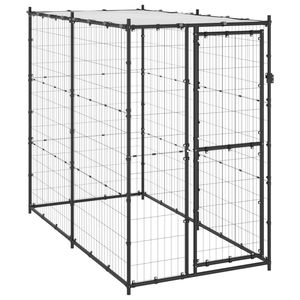 Cuccia per cani da esterno in acciaio con tetto 43.3 "x 86.6" x 70.9 "mobili da campeggio per animali domestici - Product Image 1