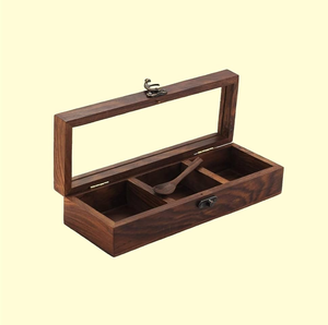 Boîte à épices rectangulaire en bois, conteneur de rangement, salières et poivrières, qualité alimentaire, écologique, outil de cuisine - Product Image 2