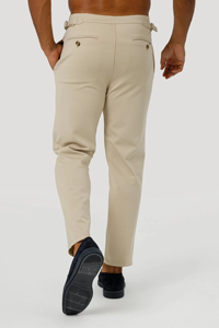 Pantalones de Hombre Beige de Corte Recto, Cintura Media, Transpirables, Estilo Casual Elegante con Bolsillos Laterales - Product Image 5