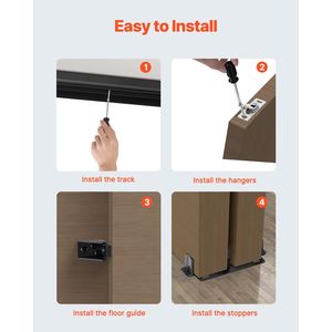 Kit Ferramenta per Porta Scorrevole in Alluminio da 1,2 m - Set Porta Scorrevole a Scomparsa Rinforzato per Armadio - Fin - Product Image 5