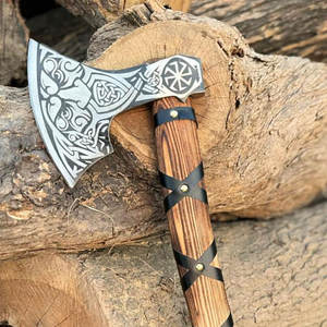 Hacha Vikinga Escandinava, Cabeza de Acero al Carbono de Grado Industrial, Mango de Madera Sólida, para Supervivencia, Decoración, Coleccionismo Cultural - Product Image 5