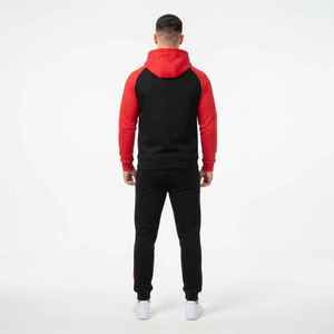 Conjunto Deportivo con Capucha para Hombre, Color Negro y Rojo, Estilo Casual, Sudadera Larga, Pantalones Deportivos, Corte Regular, Ropa de Otoño - Product Image 2