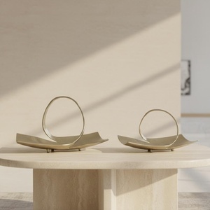 Bandeja de servir moderna con base dorada, elegante diseño en espiral, forma rectangular, bandeja para frutas, para decoración de hogar de lujo y centros de mesa. - Product Image 2