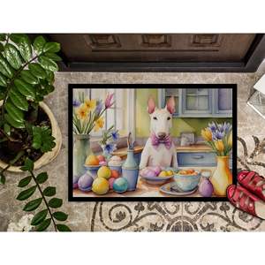 New Easter Bull Terrier Decor Doormat Non-Slip <b>Indoor</b> Outdoor Washable Low Pile Rug 18H X 27W Front <b>Door</b> <b>Mat</b> for Entryway - Product Image 3
