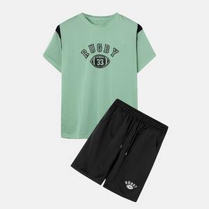 Conjuntos de Verano para Hombre, Camisetas de Manga Corta + Pantalones Cortos de Pierna Ancha, Trajes de Dos Piezas, Finos, Transpirables, Casuales y Holgados - Product Image 1