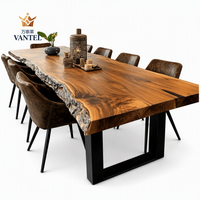 Ensemble de table à manger en métal doré de luxe Vantel avec chaises en cuir pour villas, manoirs et projets d'appartements, fourniture OEM